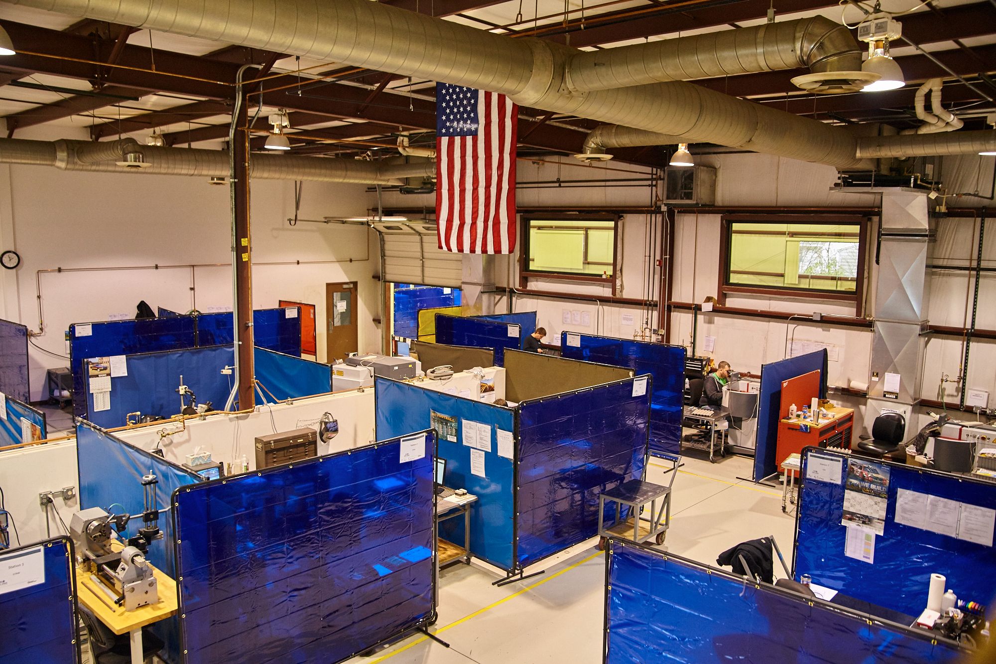 Inside the Fort Wayne facility, clean and lab-quality welding setup